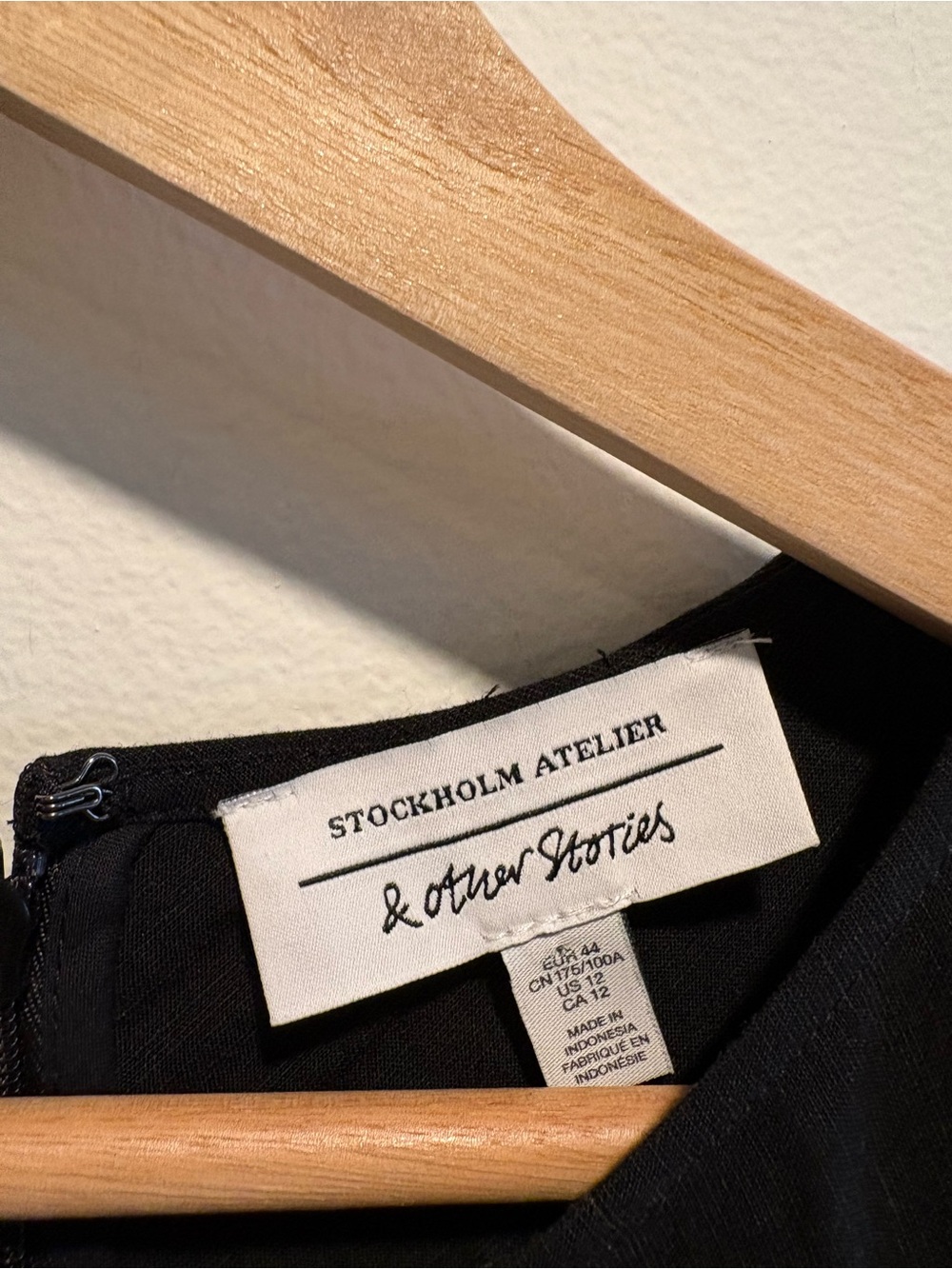 & Other Stories || Sleeveless A-Line Midi Dress Seamed Ruffle Linen Blend Black - Picture 4 of 8